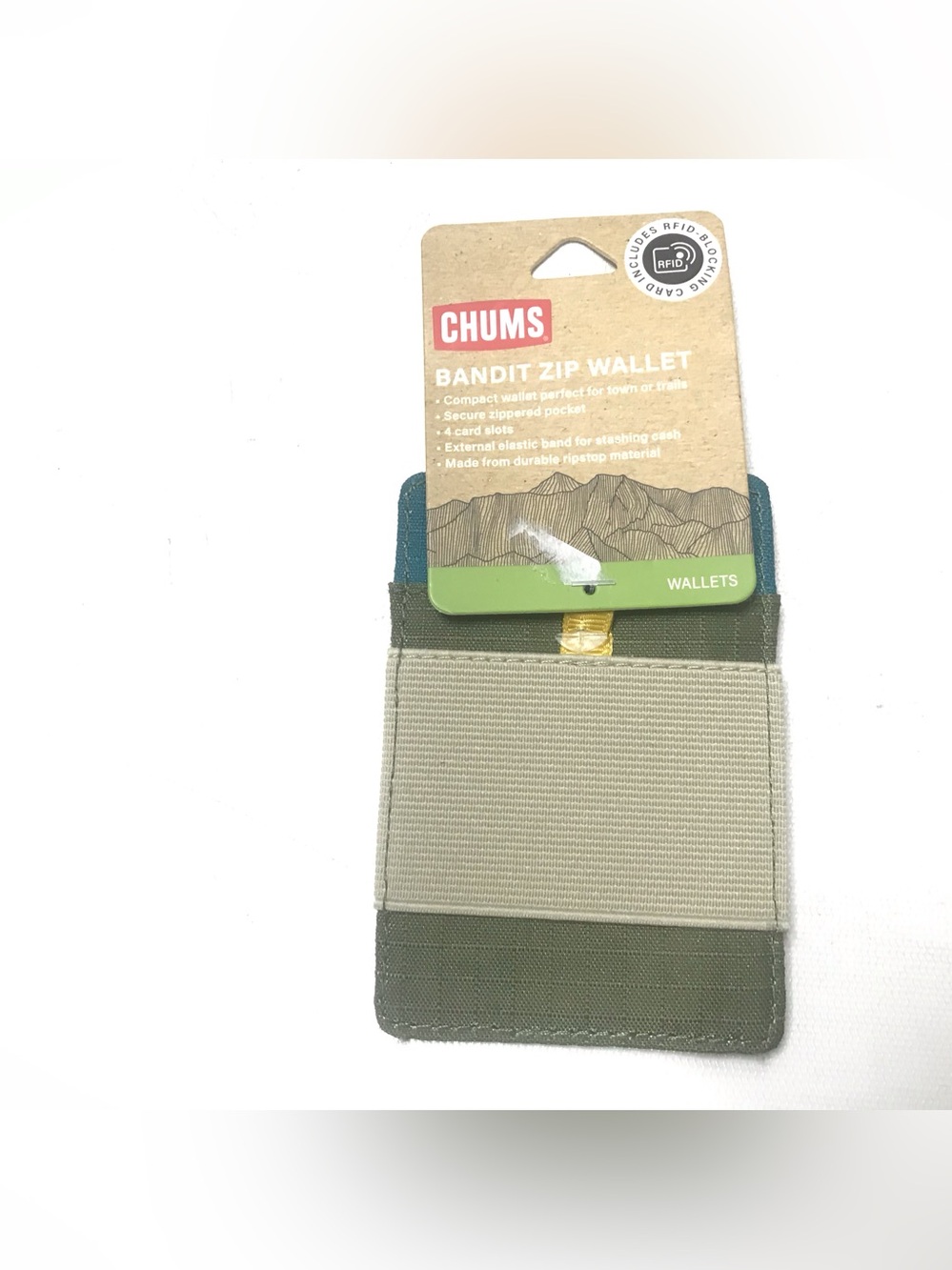 Chums Bandit Zip Wallet RFID Blocking Card Green Blue Teal Turquoise New